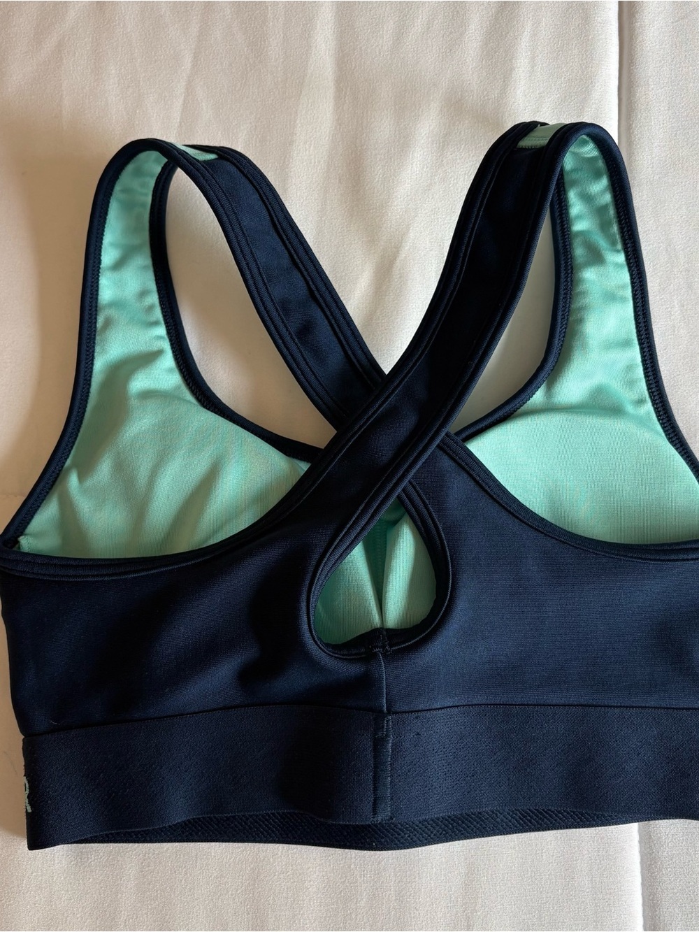 Under Armour Women’s Mint Green and Navy Sports Bra - Picture 3 of 6